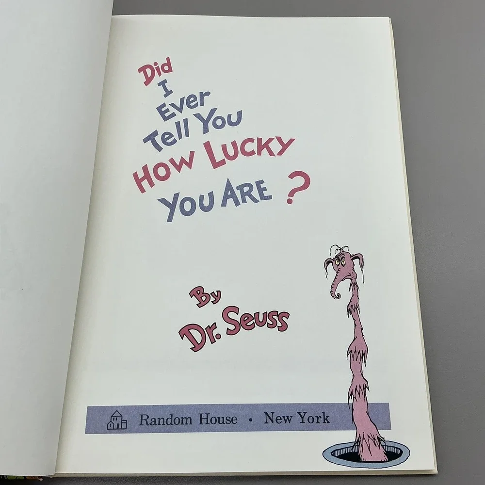 Vintage Did I Ever Tell You How Lucky You Are Dr Seuss 1973 Yellow Random House